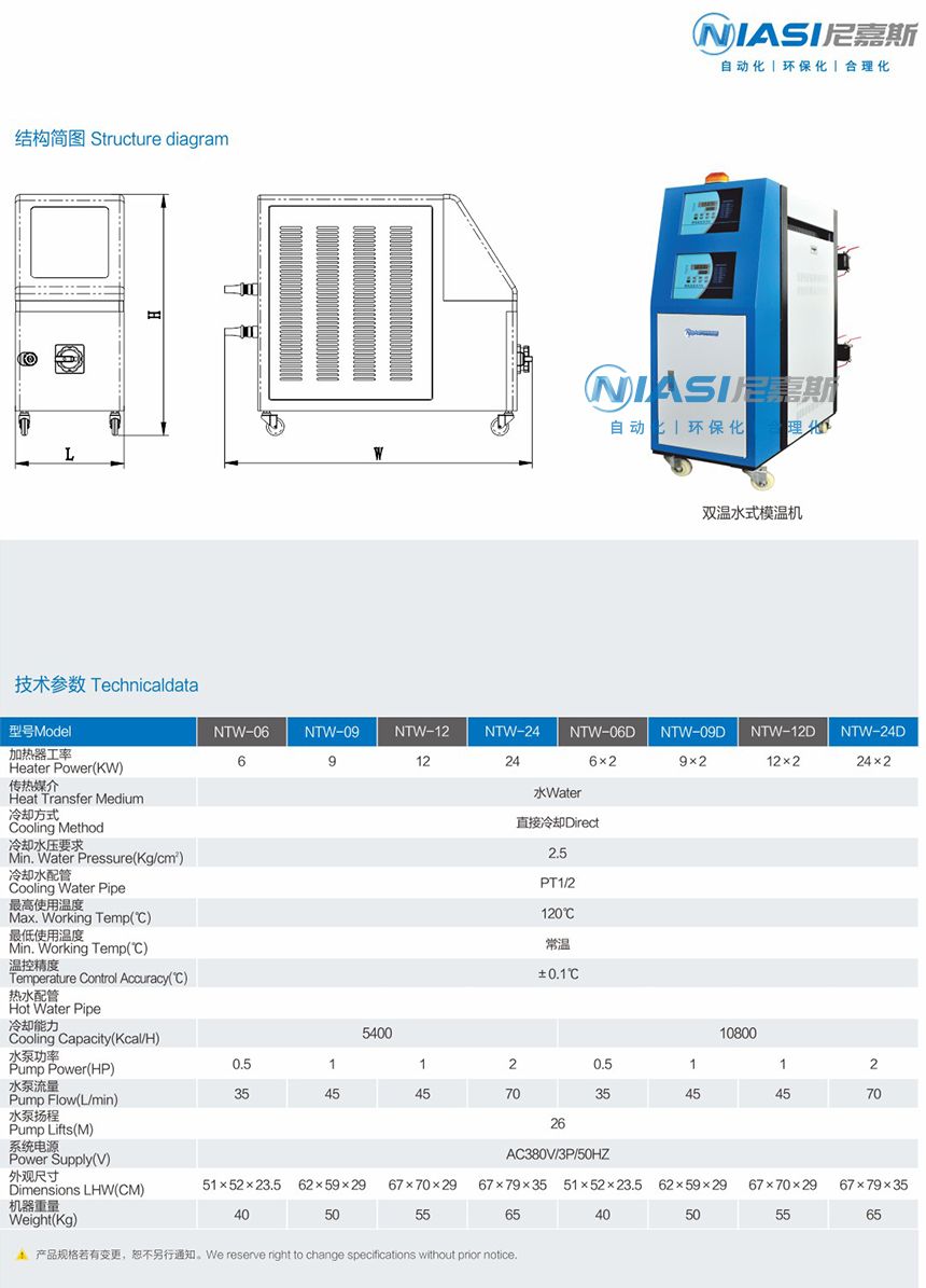水式模溫機參數